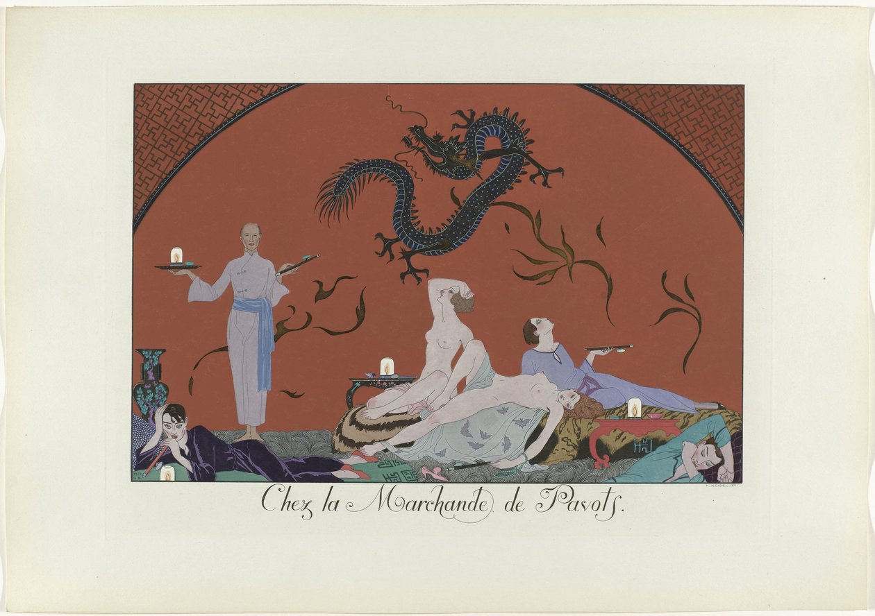 Dagens lycka eller Graces à la Mode: Chez la Marchande de Poppies. (titel på objekt) The Happiness of the Day eller Fashionable Graces (serietitel) av Henri Reidel