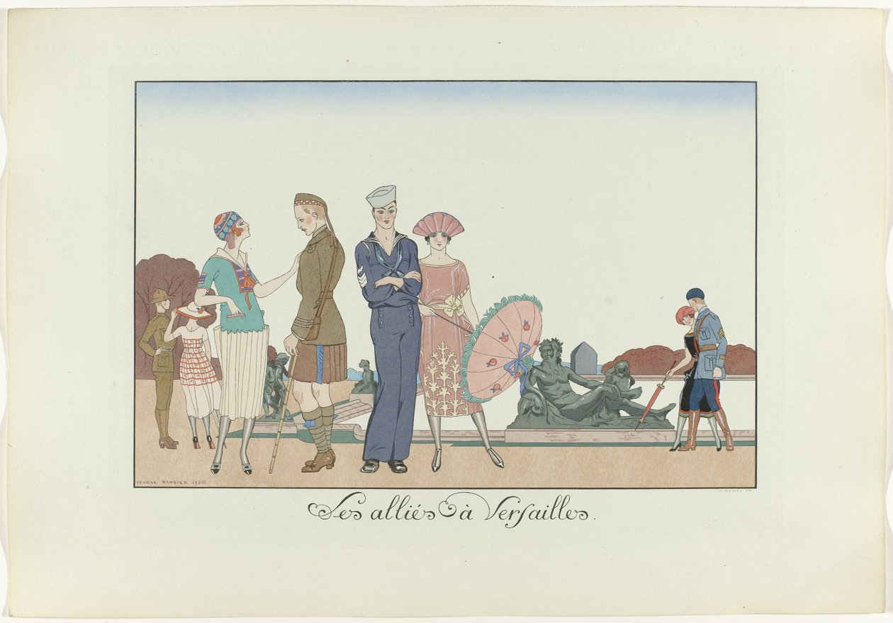De allierade i Versailles. (titel på objekt) The Happiness of the Day eller Fashionable Graces (serietitel) av Henri Reidel