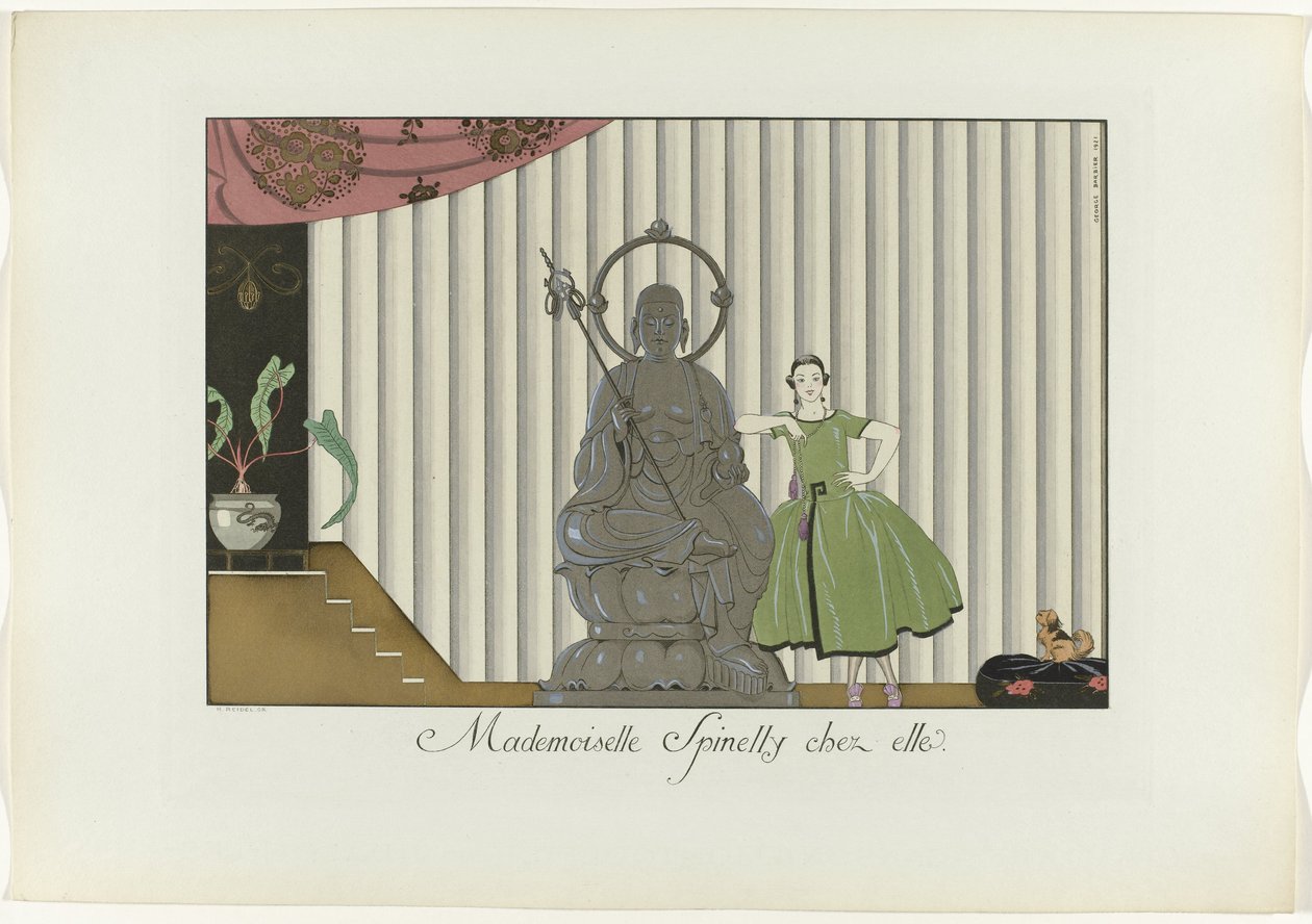 Fröken Spinelly hemma. (titel på objekt) The Happiness of the Day eller Fashionable Graces (serietitel) av Henri Reidel