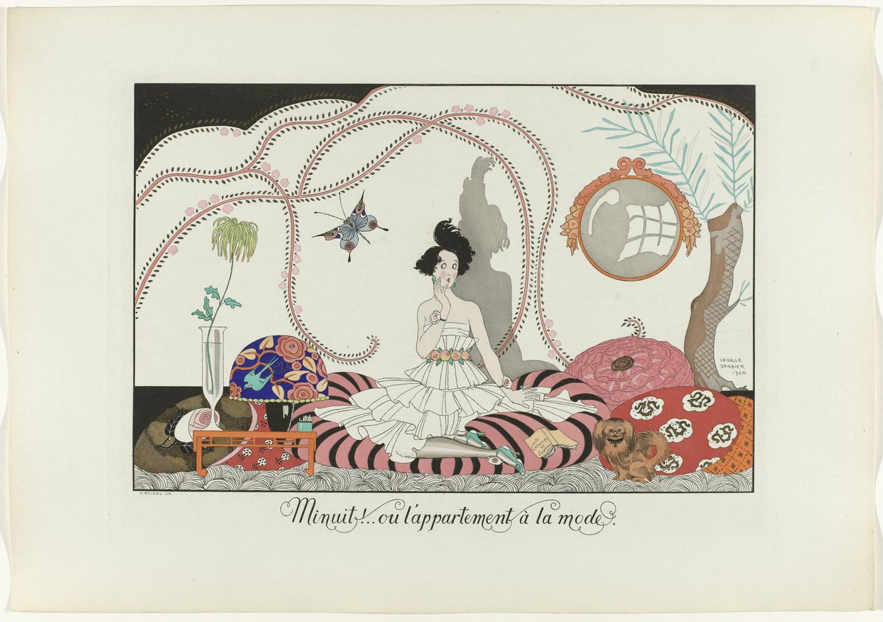 Midnatt! (...)eller den fashionabla lägenheten. (titel på objekt) The Happiness of the Day eller Fashionable Graces (serietitel) av Henri Reidel