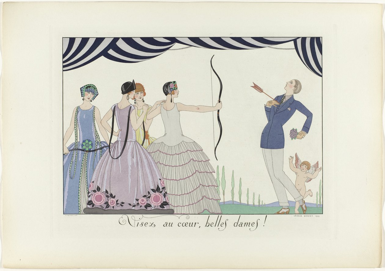 Sikta på hjärtat, fina damer! (titel på objekt) The Happiness of the Day eller Fashionable Graces (serietitel) av Henri Reidel