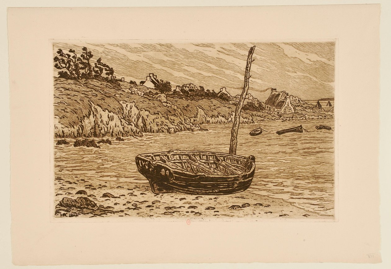 [Båt vid vattnet, Loguivy] av Henri Rivière