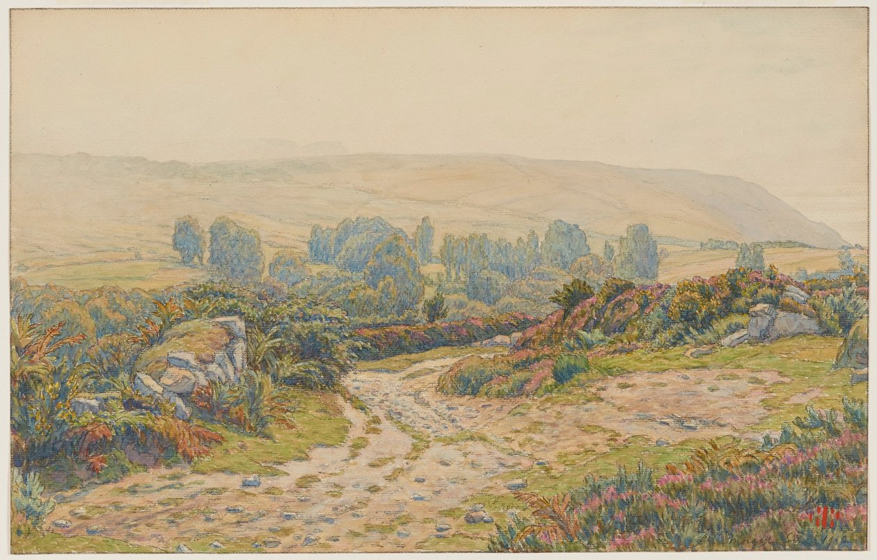 Dimma och dagg. Hedarna vid Pors Léonnec. Morgat av Henri Rivière