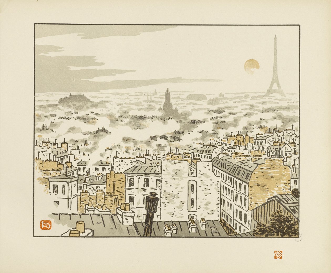 Från rue des Abbesses [De trettiosex vyerna över Eiffeltornet] av Henri Rivière
