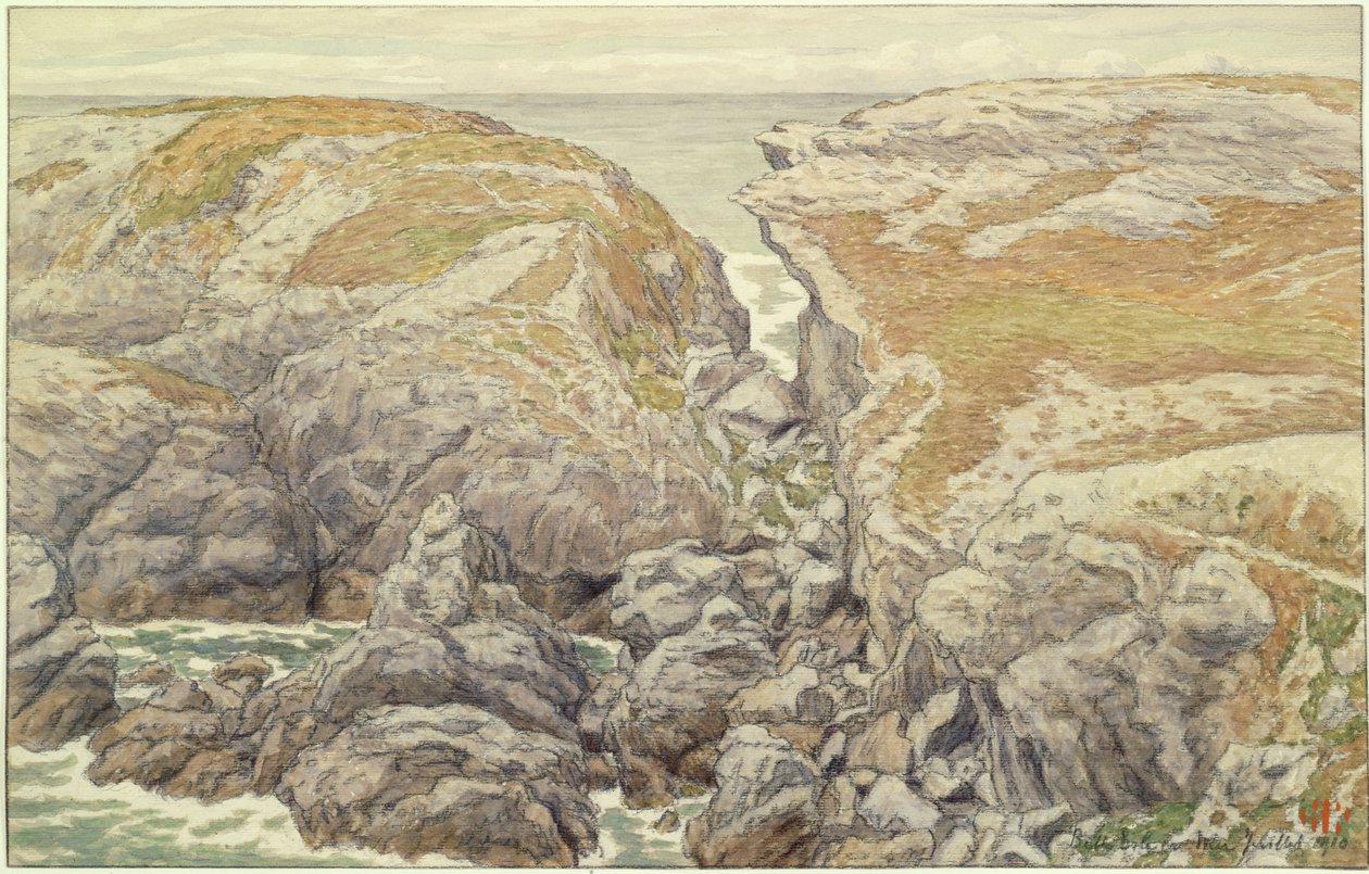 Klippor vid Belle-Isle i havet av Henri Rivière