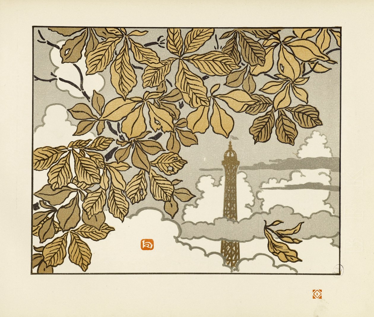 Frontespis [De trettiosex vyerna av Eiffeltornet] av Henri Rivière