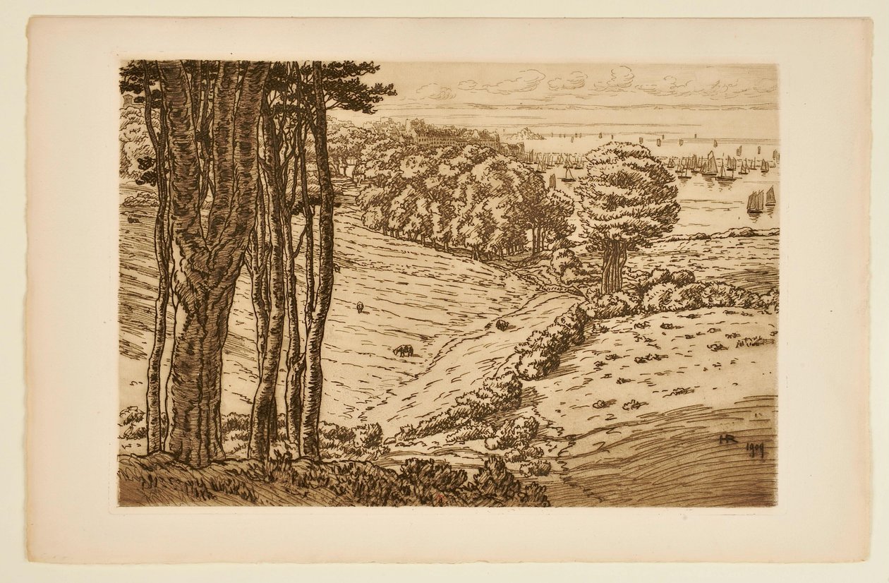 [Hamnen i Douarnenez] av Henri Rivière