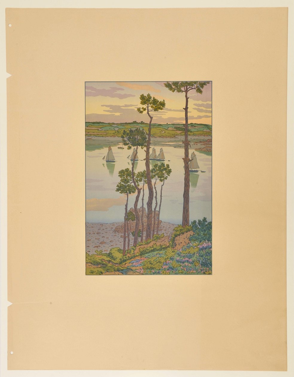 Die Ufer des Trieux in der Dämmerung av Henri Rivière