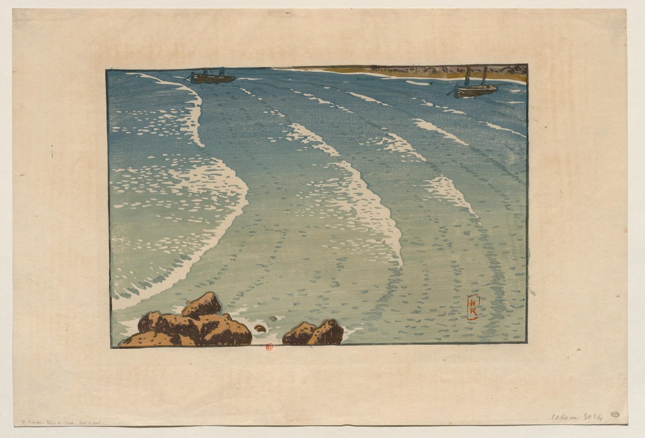 [Våg vid stigande tidvatten, stranden vid La Garde-Guérin (Saint-Briac)] av Henri Rivière