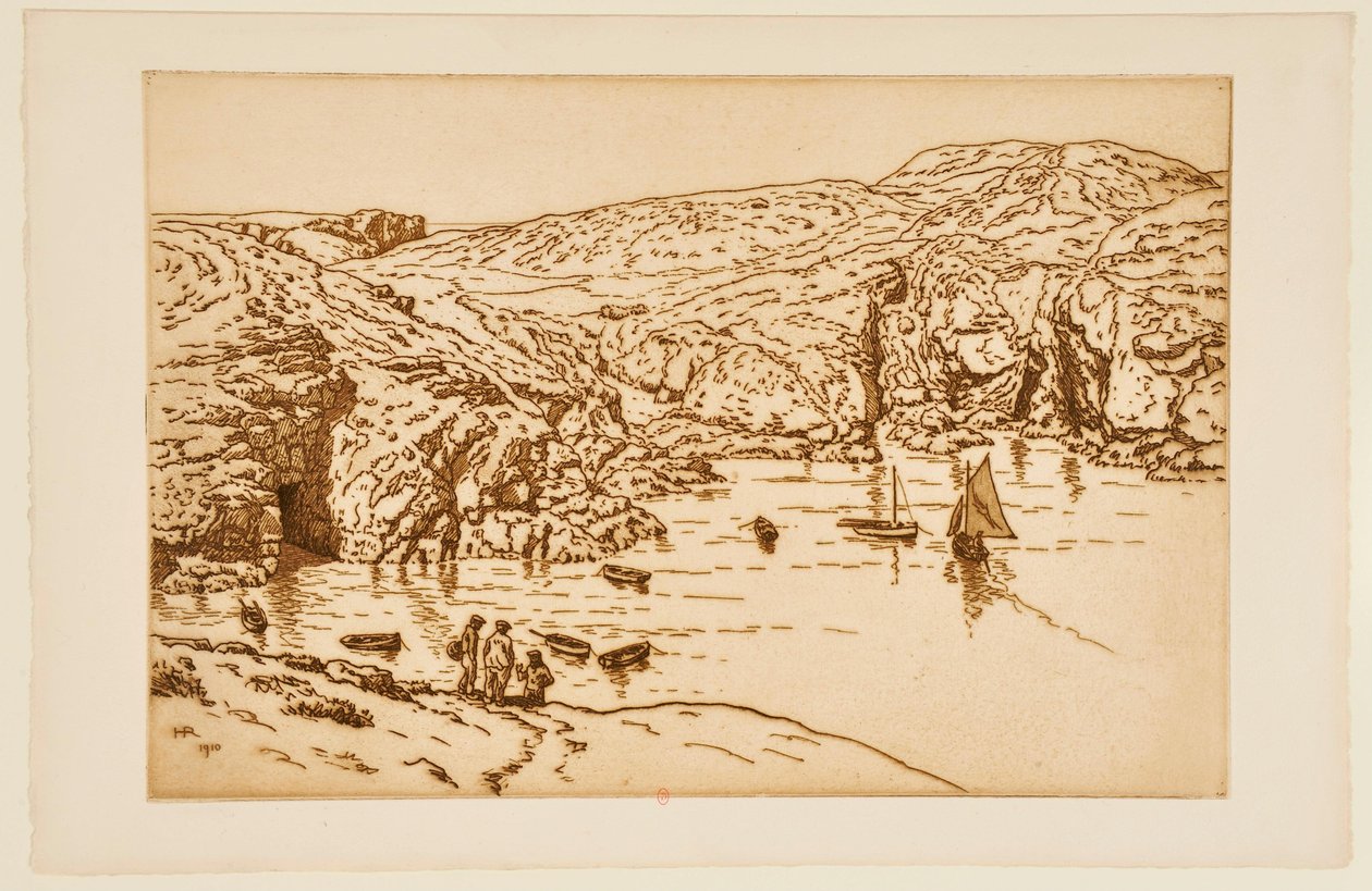 Segelbåt i en vik av Henri Rivière