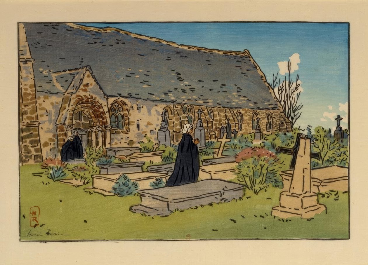 Perros-Guirec kyrkogård och kyrka av Henri Rivière