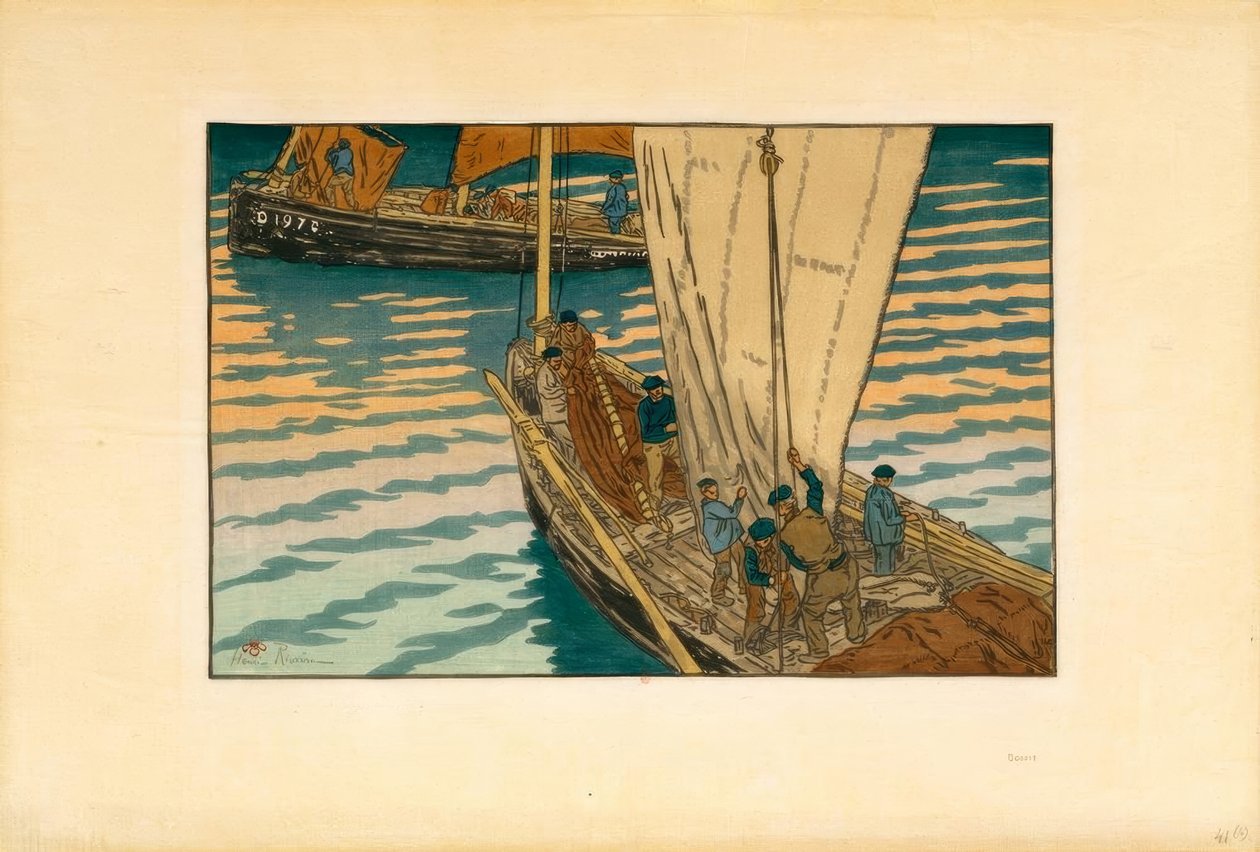Avgång av sardinbåtar från Tréboul av Henri Rivière