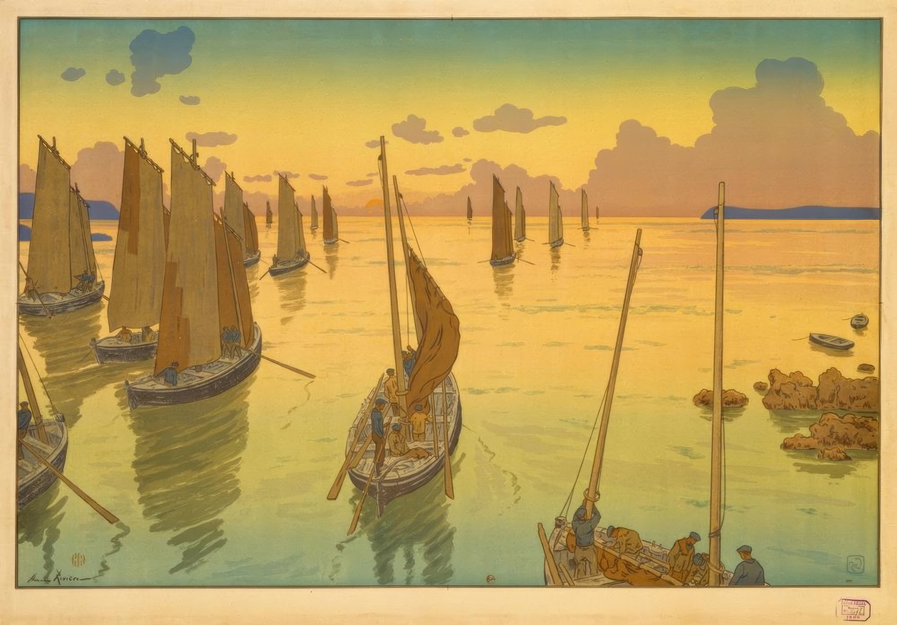 Solnedgång av Henri Rivière