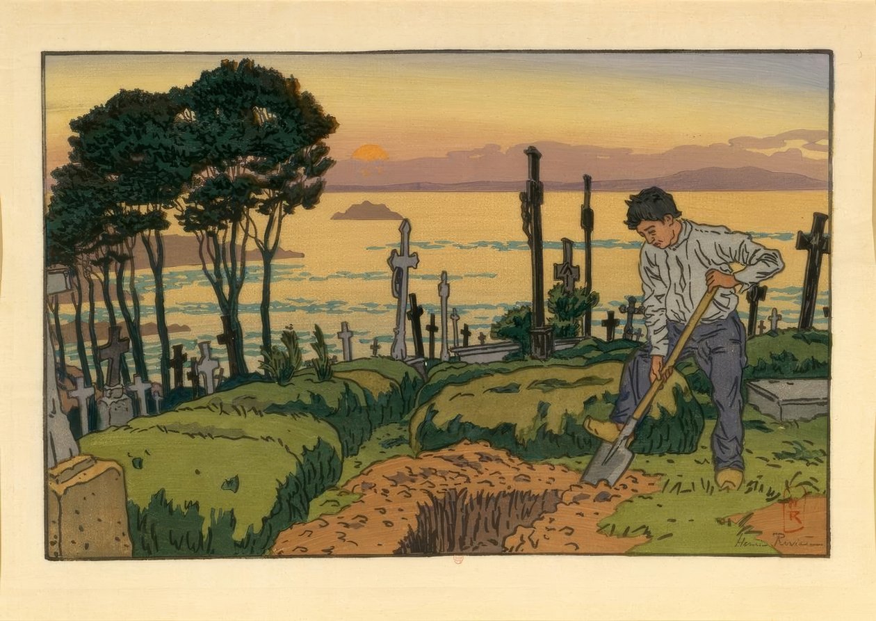 Gravgrävaren på Saint-Jean-kyrkogården i Tréboul av Henri Rivière