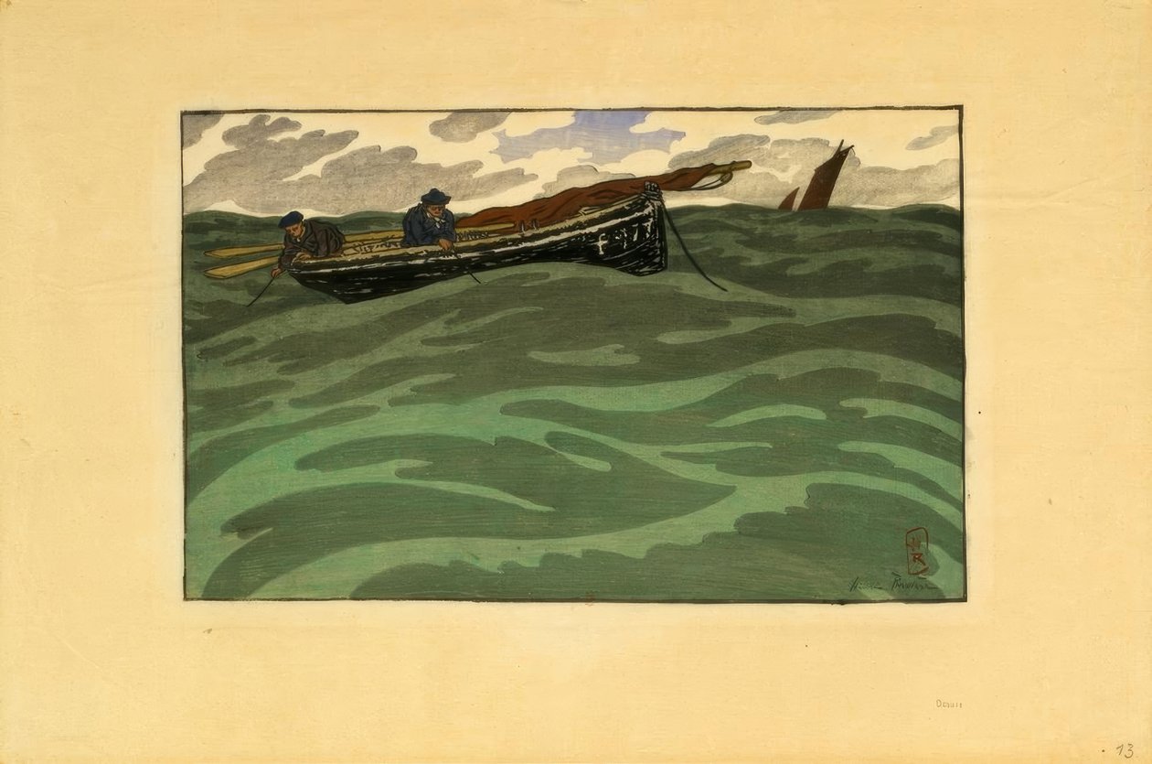 Fiskare till havs (Loguivy) av Henri Rivière
