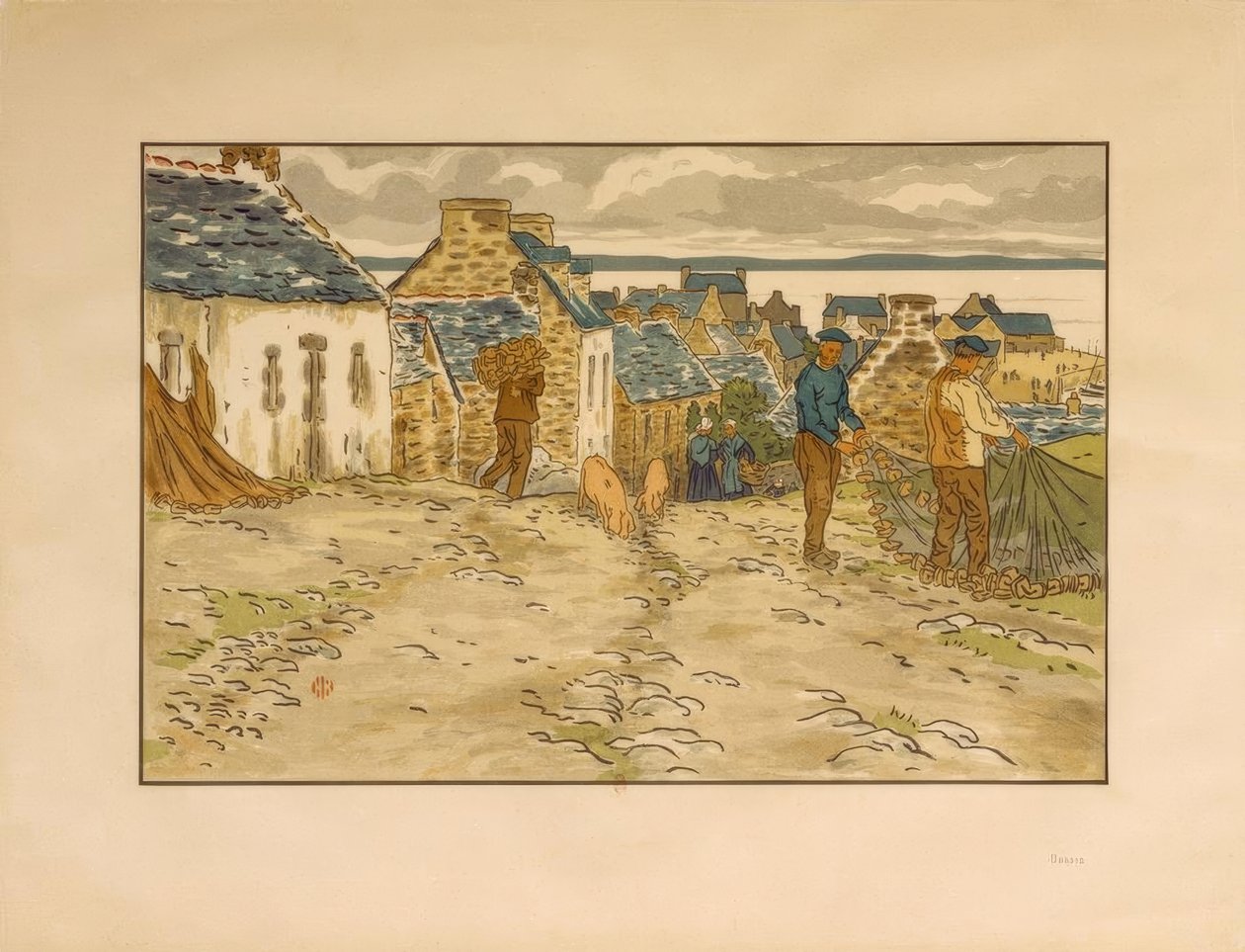 Gata i Treboul av Henri Rivière