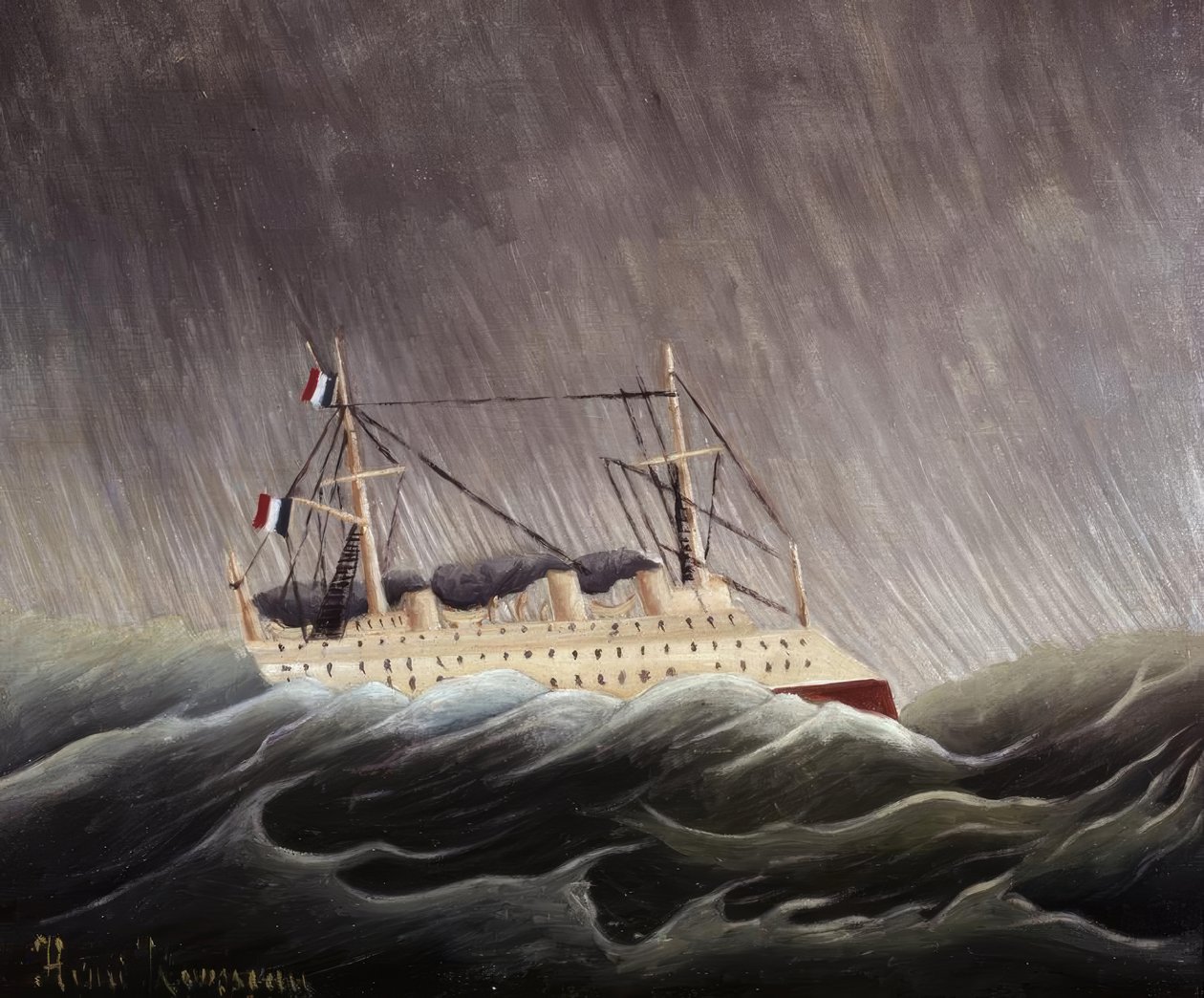 Båt i tempestaden. Artist: HENRI ROUSSEAU. Museum: NATIONALMUSEUM PARIS FRANKRIKE av Henri Rousseau