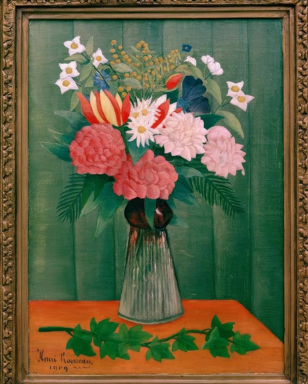 Blombukett på en murgröna av Henri Rousseau