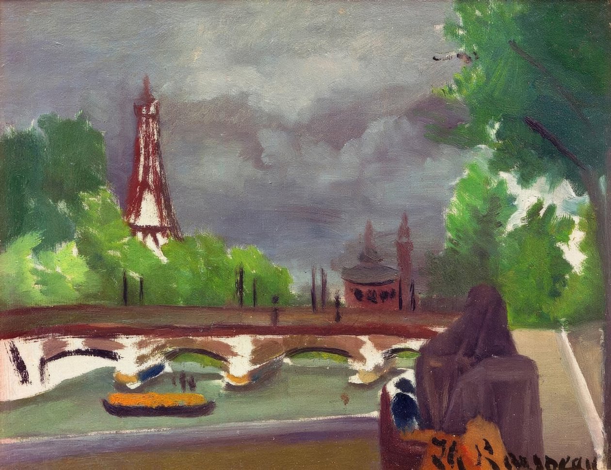 Skiss, utsikt över Eiffeltornet och Trocadero av Henri Rousseau