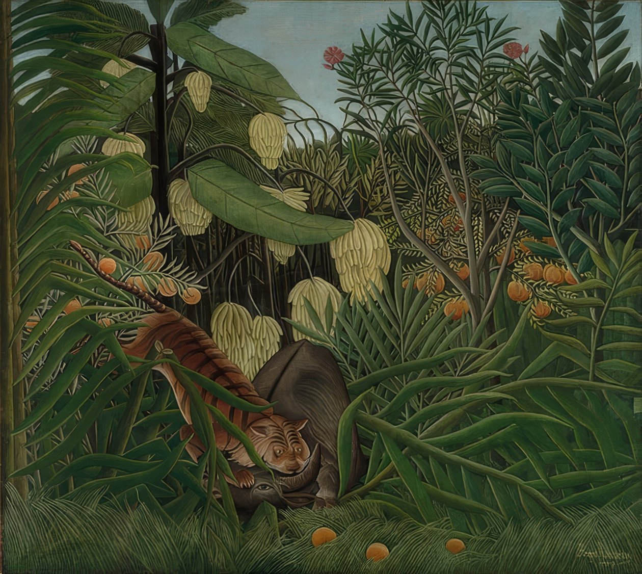 Slåss mellan en tiger och en buffel. 1908 av Henri Rousseau