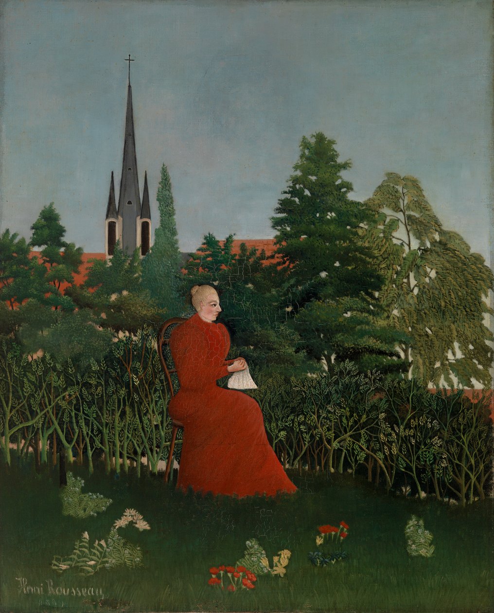 Porträtt av en kvinna i ett landskap av Henri Rousseau