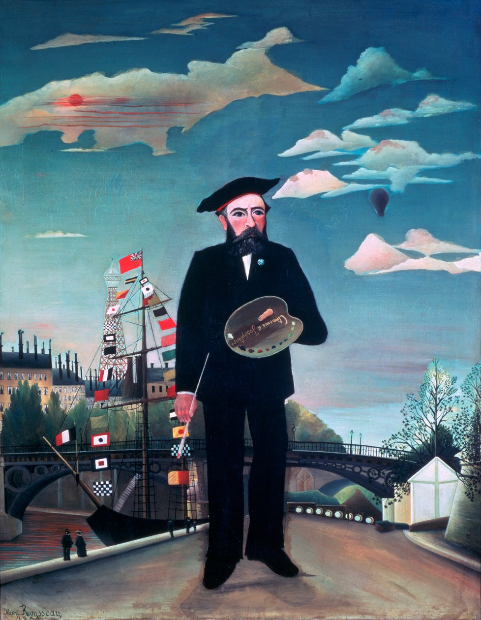 Självporträtt, från LIle Saint-Louis, 1890 av Henri Rousseau