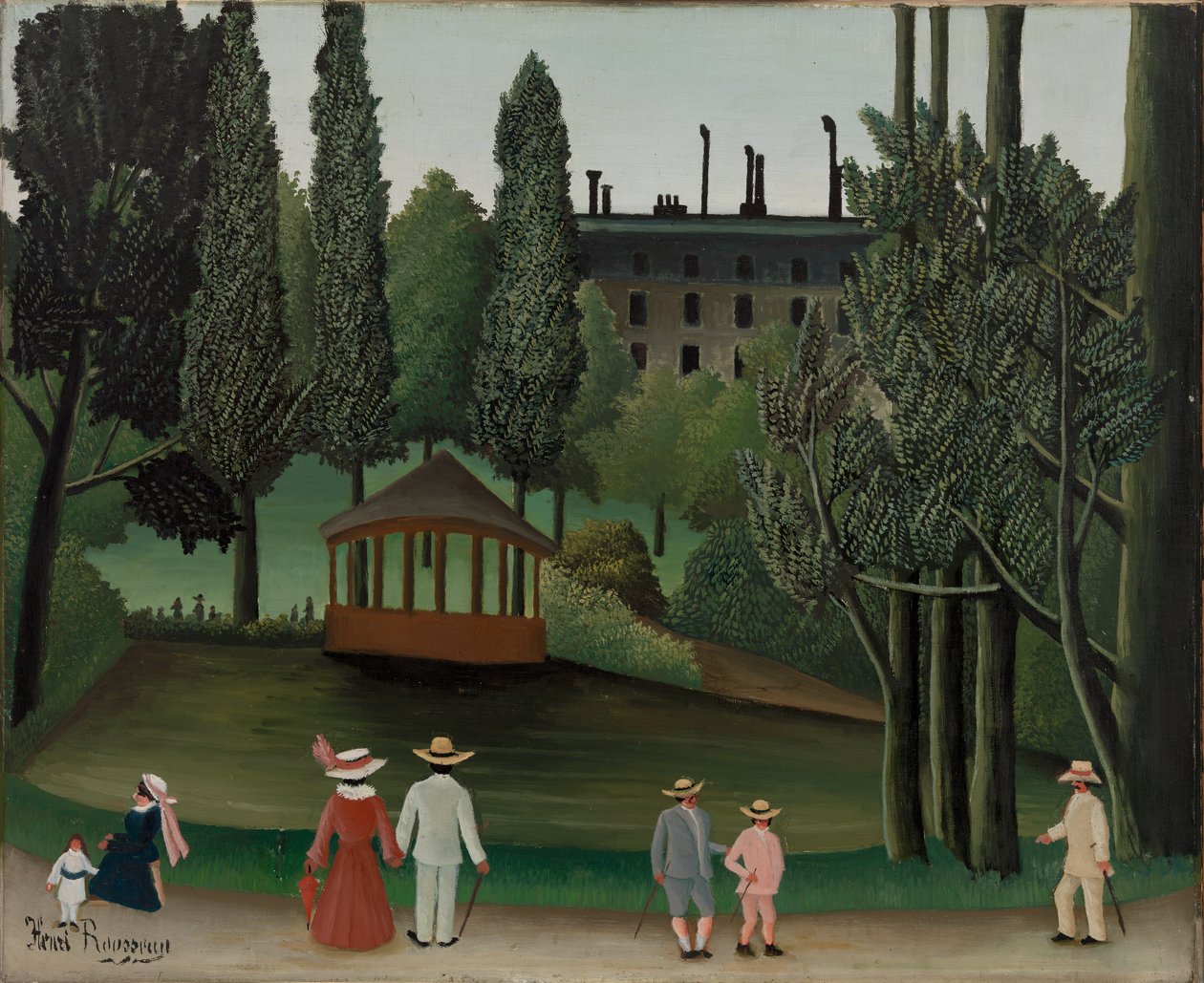 Utsikt över Montsouris Park, kiosken av Henri Rousseau