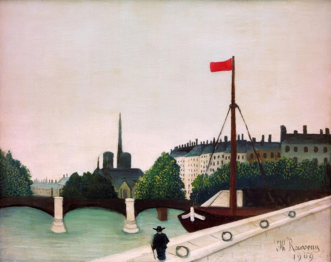 Utsikt över Île Saint-Louis från Quai Henri IV av Henri Rousseau
