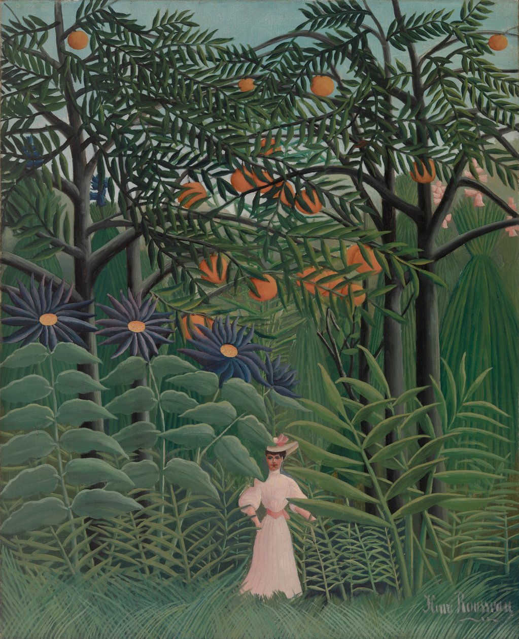 Kvinna som går i en exotisk skog av Henri Rousseau