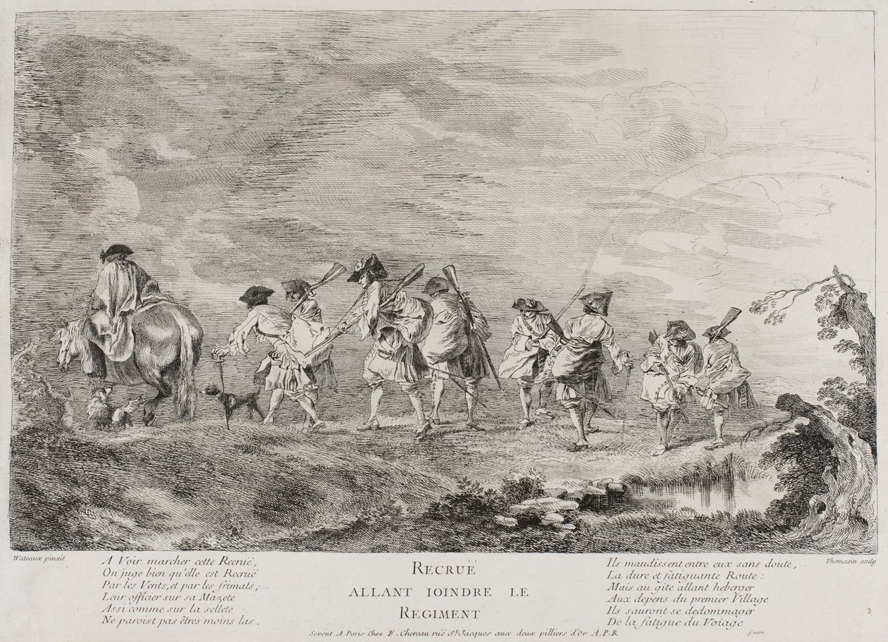 Rekryter som ska gå med i regementet, 1717?-26 av Henri Simon Thomassin
