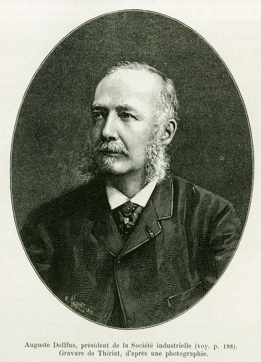 Auguste Dollfus, VD för industriföretaget Dollfus Mieg. Gravyr av Thiriat för att illustrera berättelsen A Through Alsace and Lorraine, av Charles Grad, tysk deputerad, 1885, i tour du monde 1886, under ledning av Edouard Charton (1807) av Henri Thiriat