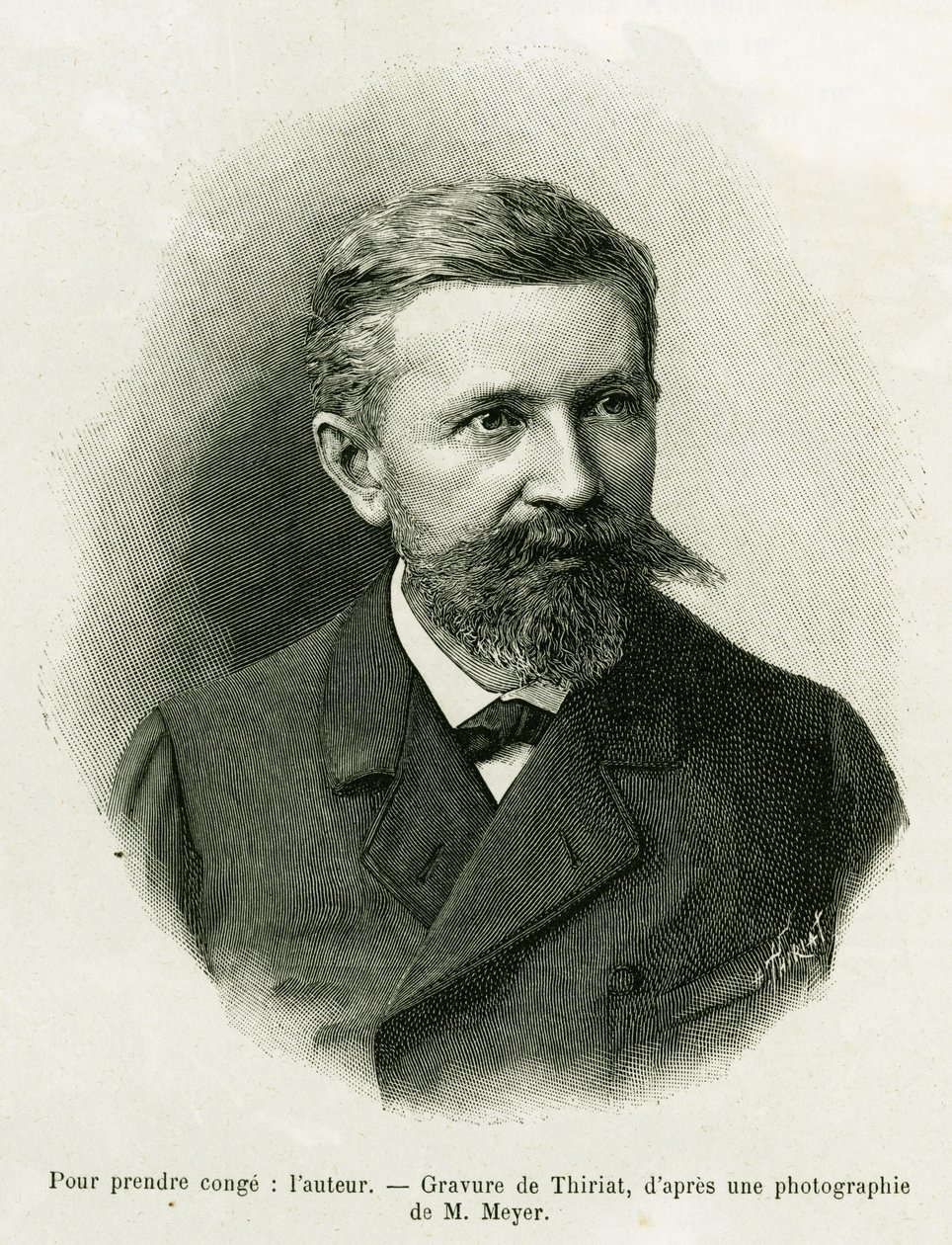 Porträtt av författaren: Charles Grad (1842-1890), tysk politiker, författare och naturforskare. Gravyr av Thiriat, för att illustrera berättelsen A Through Alsace and Lorraine, 1887, av Charles Grad, tysk deputerad, i tour du monde 1888, regisserad av Edo av Henri Thiriat