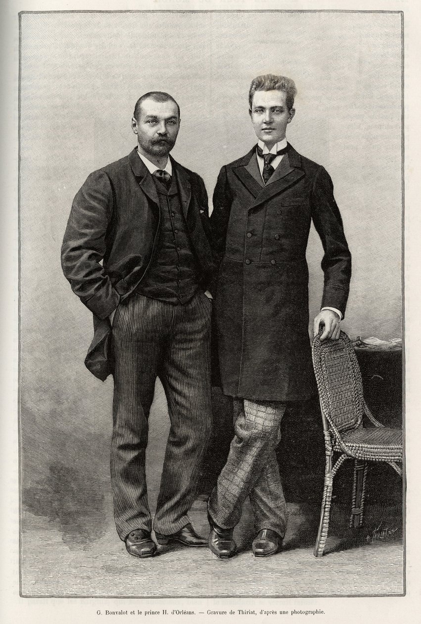 Porträtt av upptäcktsresande Gabriel Bonvalot (1853-1933), författare till berättelsen och prins Henri d