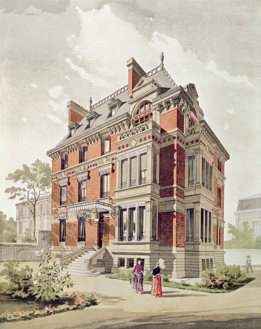 Projekt för en villa, slutet av 1800-talet (bläck och gouache på papper) av Henri Toussaint