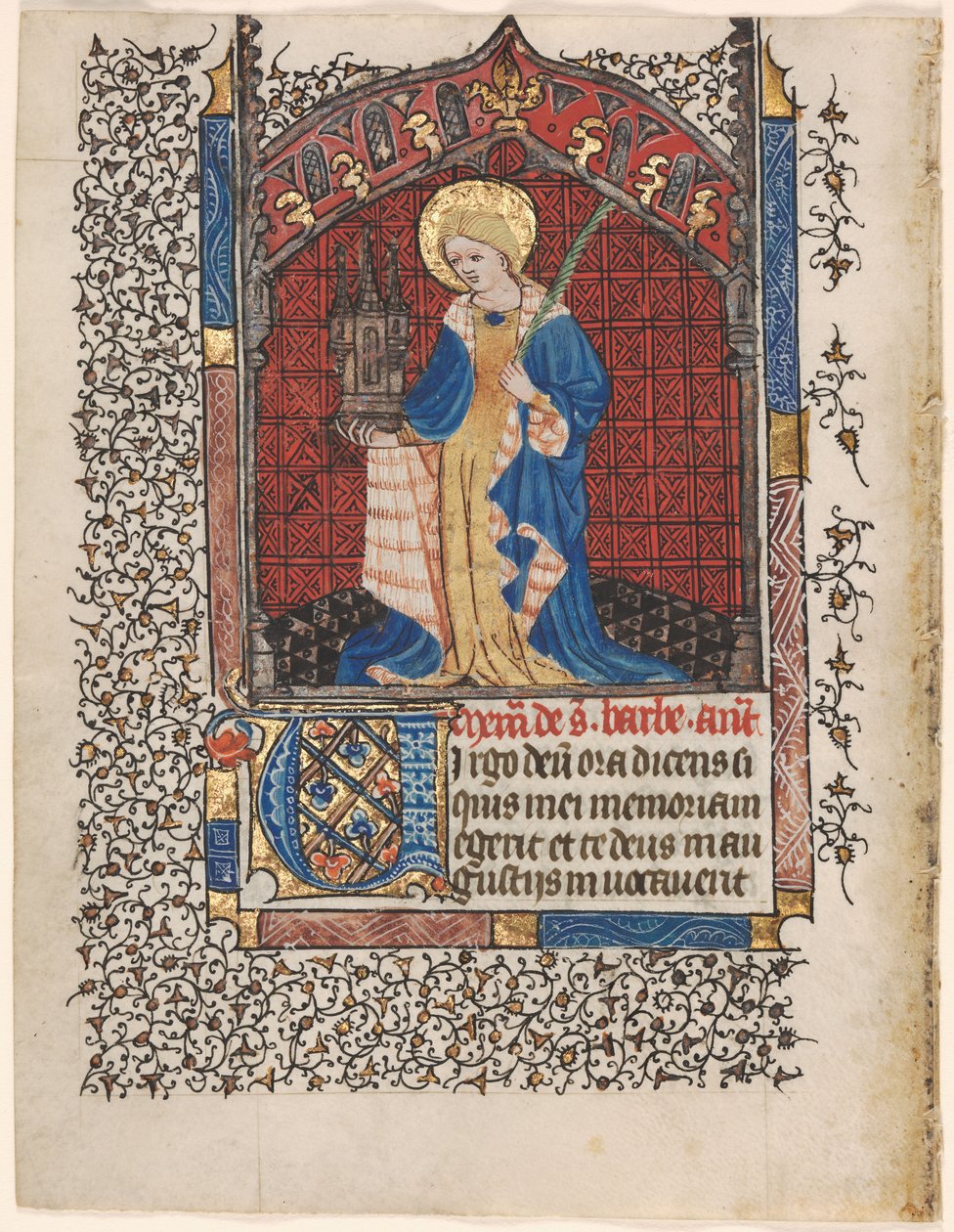 Blad från en timbok: St. Barbara (6 av 6 utskurna löv) av Henri d