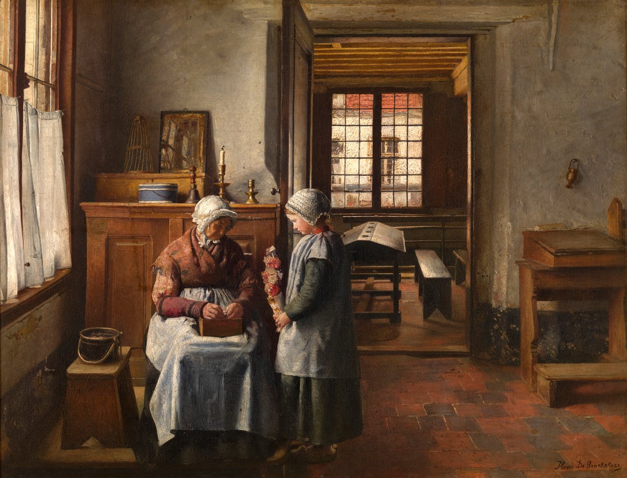 Mormors kalas (olja på duk, monterad på panel) av Henri de Braekeleer