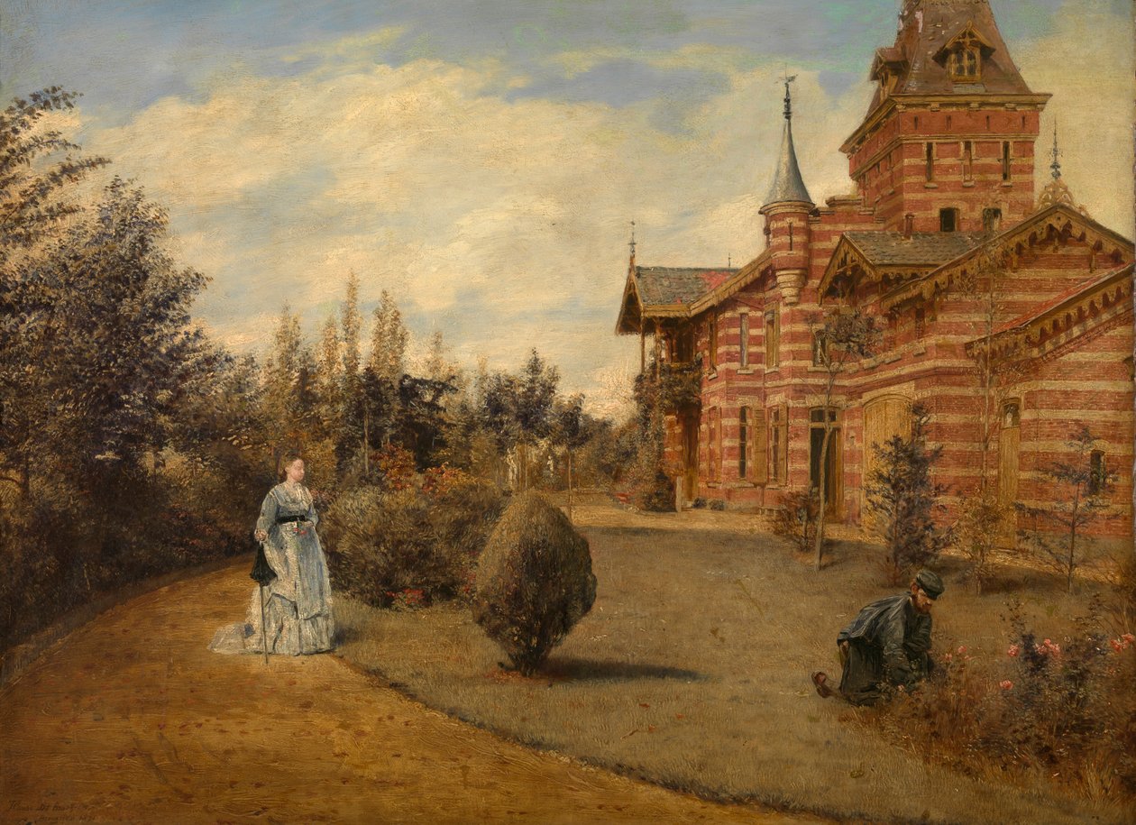 The Country House of Gustave Coûteaux (olja på panel) av Henri de Braekeleer
