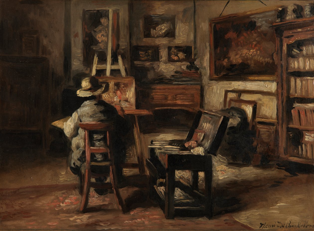 Studion för Ferdinand De Braekeleer I, målarens fader av Henri de Braekeleer