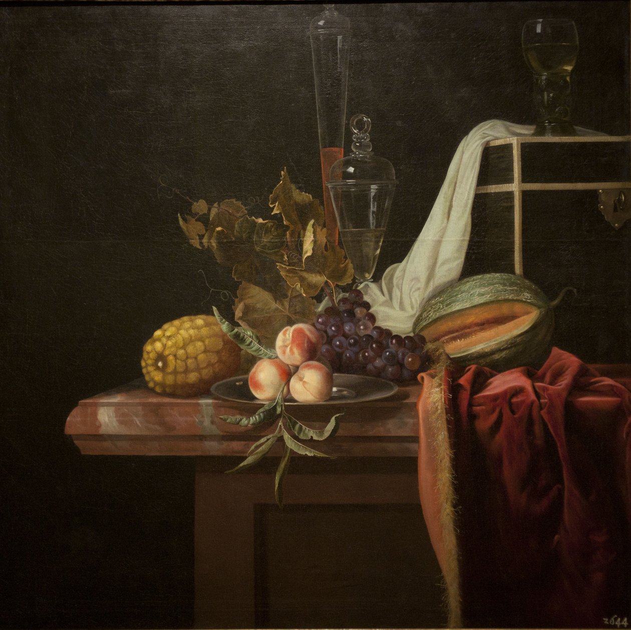 Stilleben med glas och frukter, ca 1675 av Henri de Fromantiou