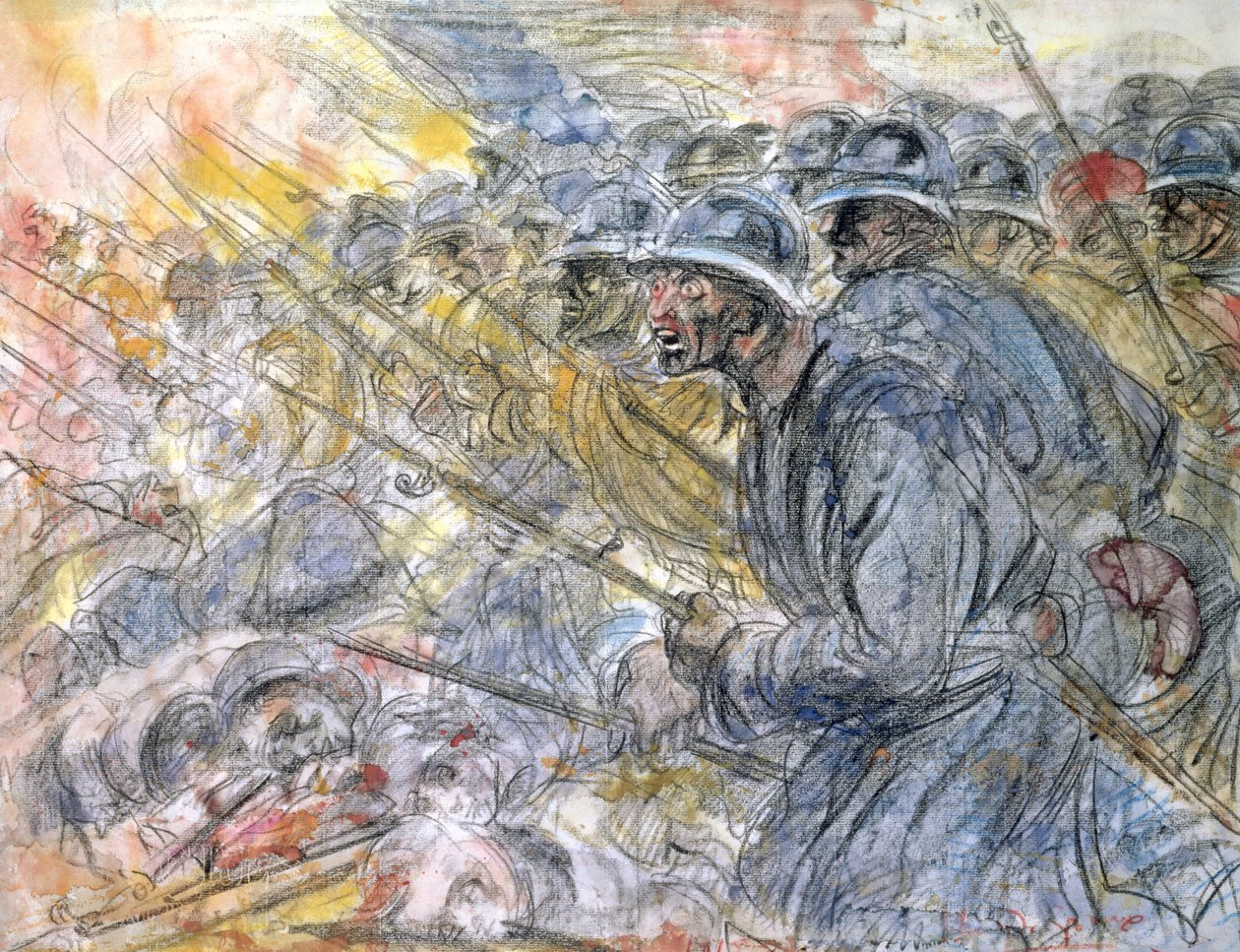 Anfallet i Verdun (penna och wc på papper) av Henri de Groux