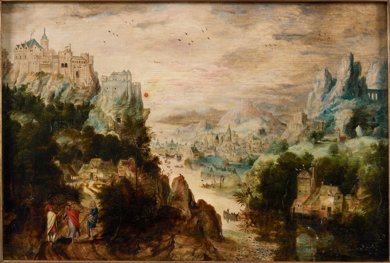Landskap med vägen till Emmaus, c.1540. av Henri de Herri met de Bles