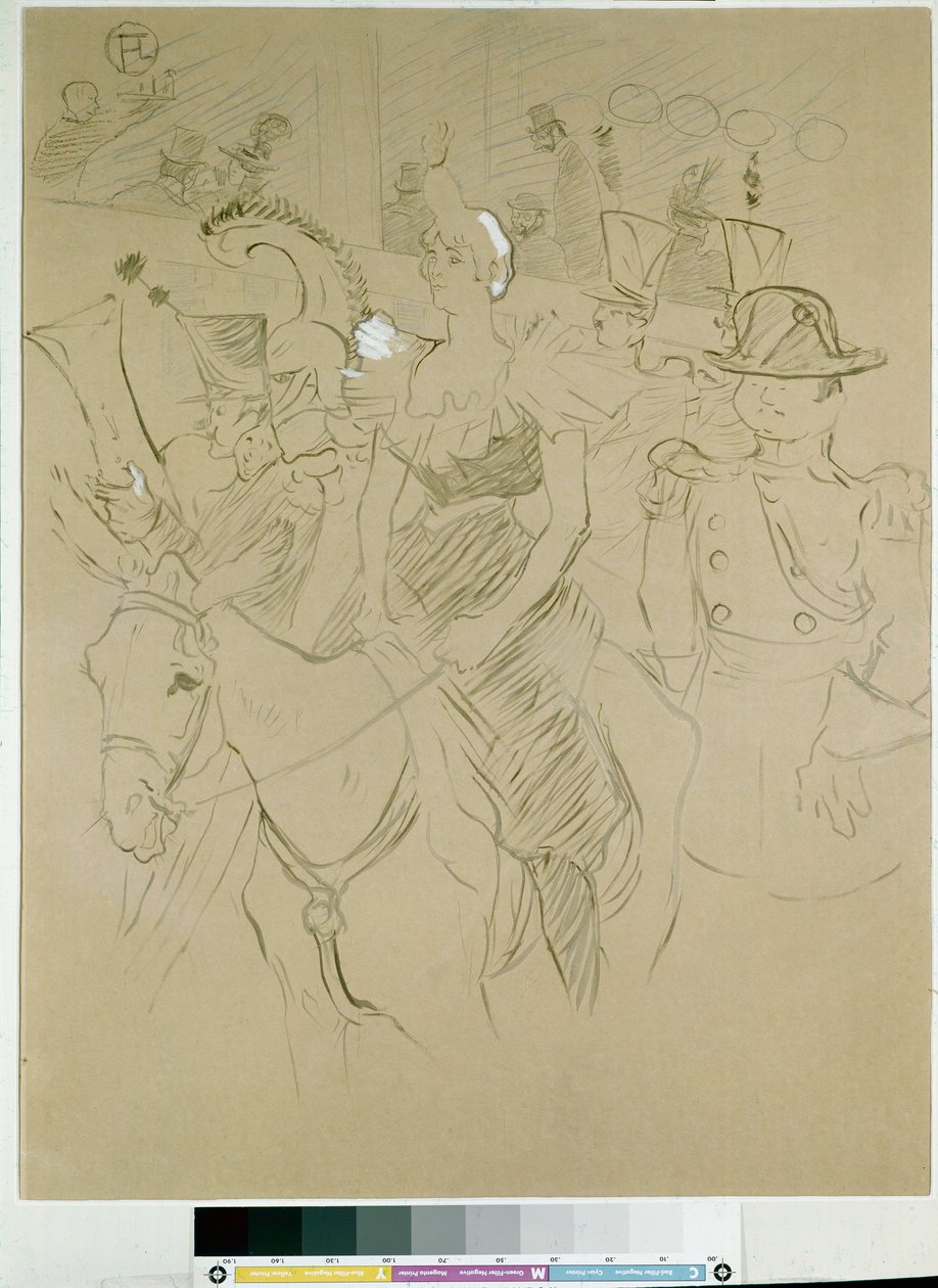 Karneval vid Moulin Rouge: ingången till Cha-u-kao, ca 1896 (kina bläck med pensel, pennor och vitt på papper) av Henri de Toulouse Lautrec