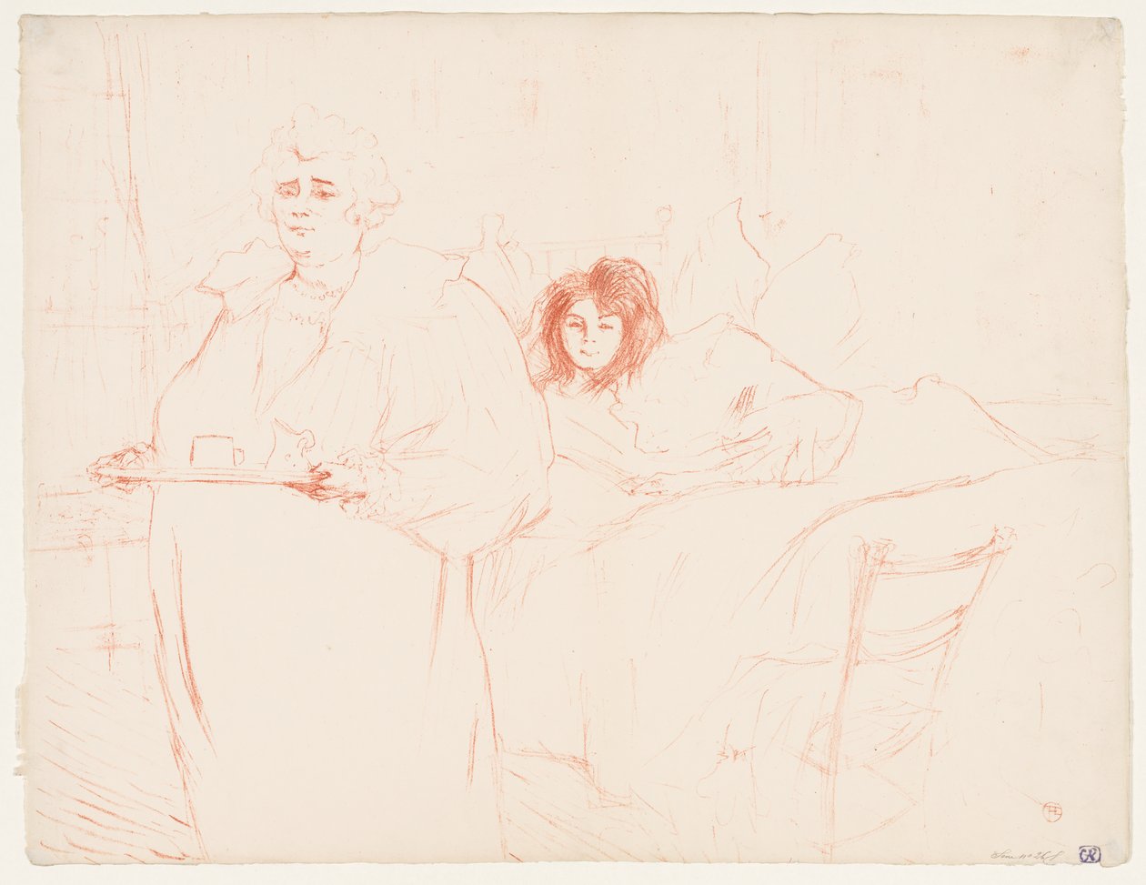 Elles: Kvinna som bär en bricka, Mme. Baron och Mlle. Popo av Henri de Toulouse-Lautrec