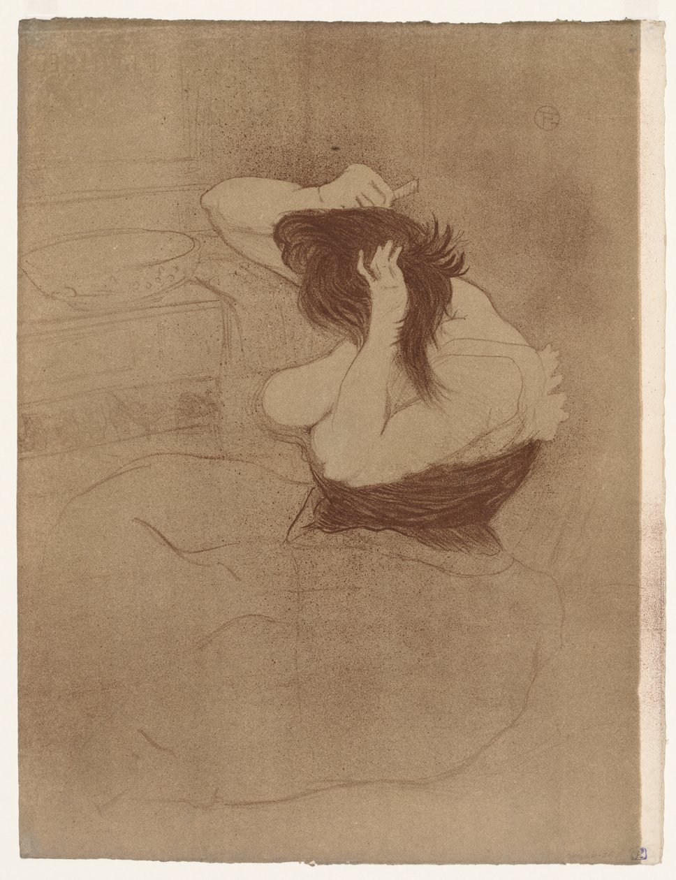 Elles: Kvinna som kammar sitt hår av Henri de Toulouse-Lautrec