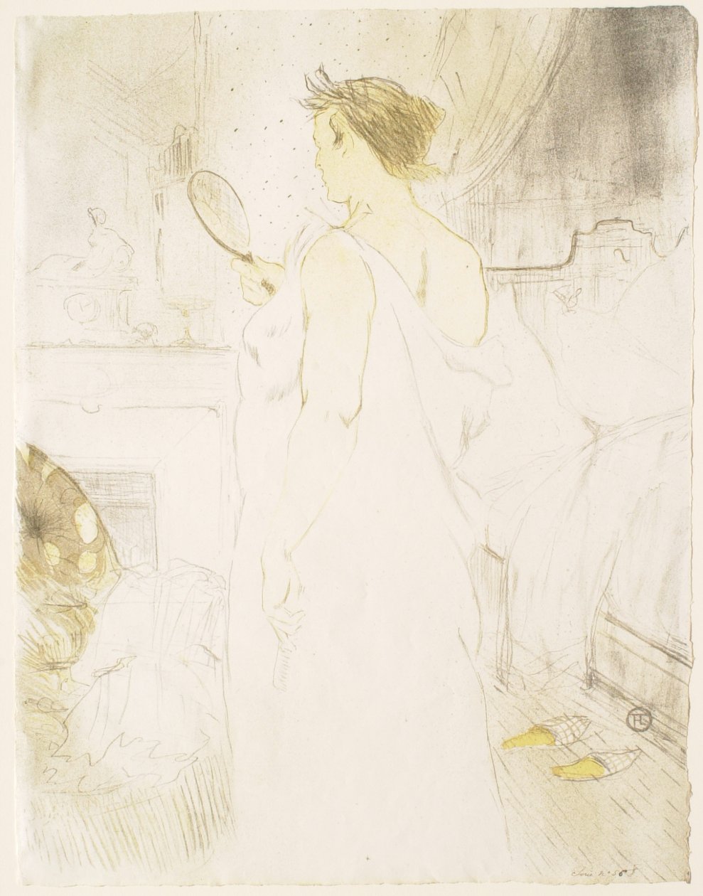 Elles: kvinna med spegel av Henri de Toulouse-Lautrec