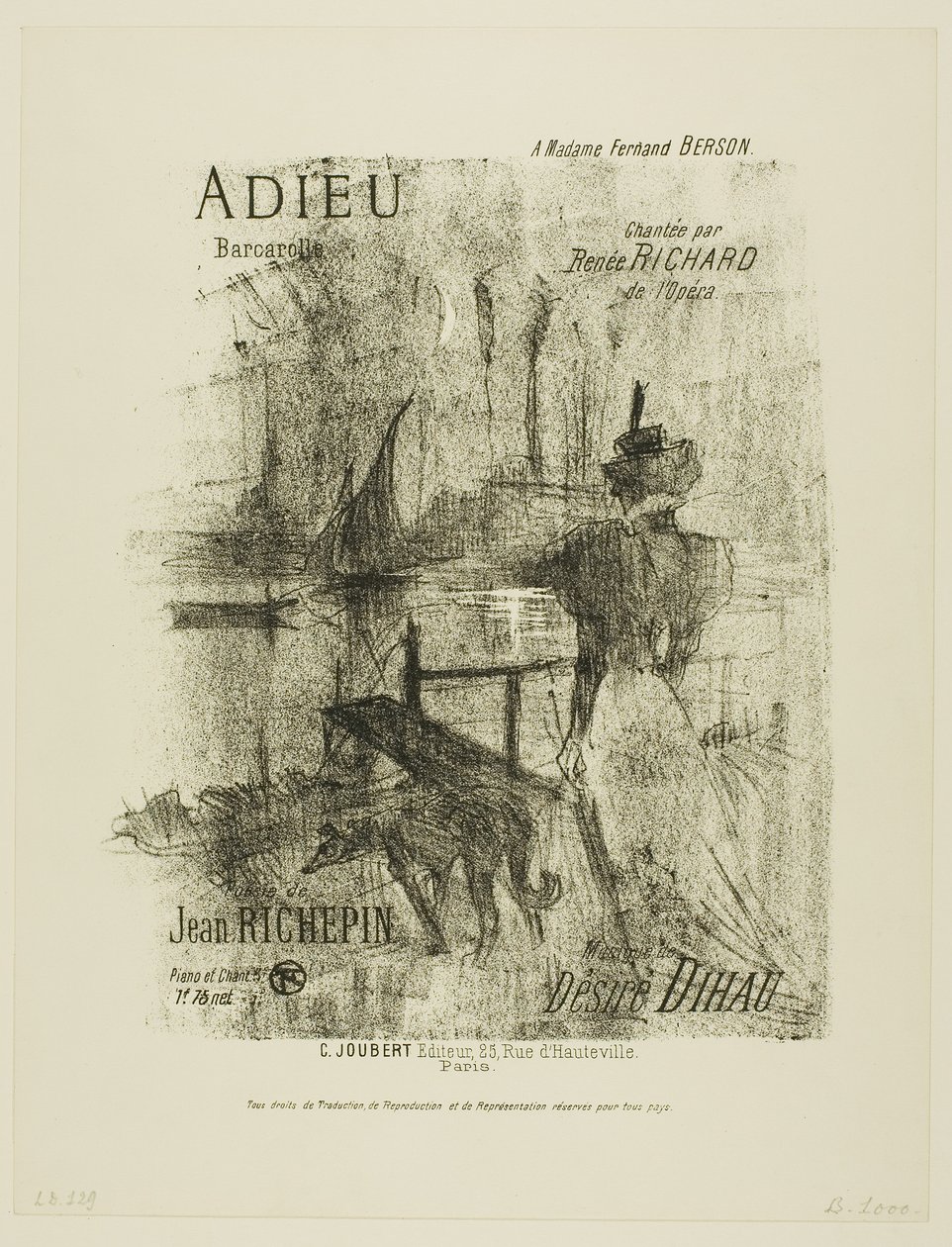 Farväl, från Mélodies de Désiré Dihau av Henri de Toulouse-Lautrec