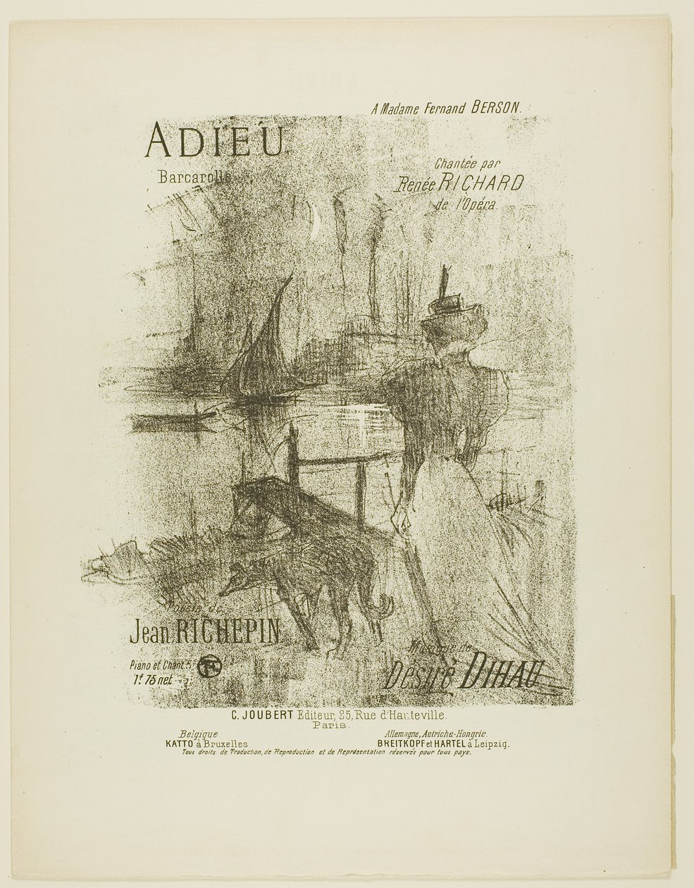 Farväl, från Mélodies de Désiré Dihau av Henri de Toulouse-Lautrec