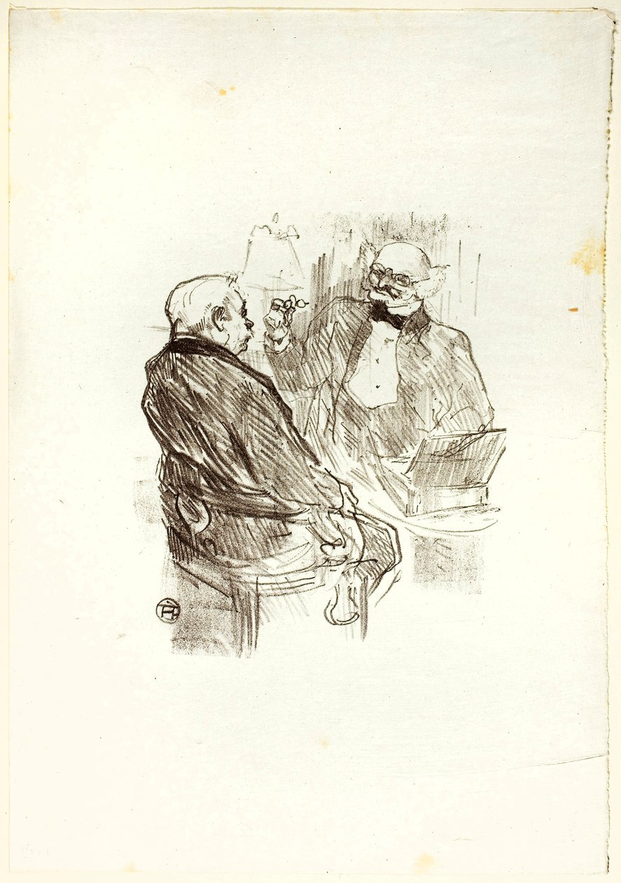 Georges Clemenceau och optomotisten, Mayer, från Au Pied du Sinaï av Henri de Toulouse-Lautrec