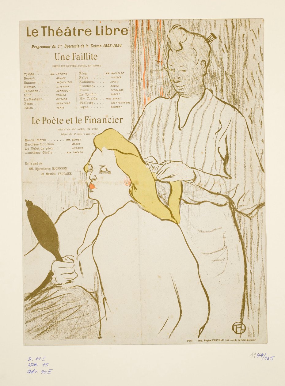 Frisör, program för Théâtre Libre av Henri de Toulouse-Lautrec
