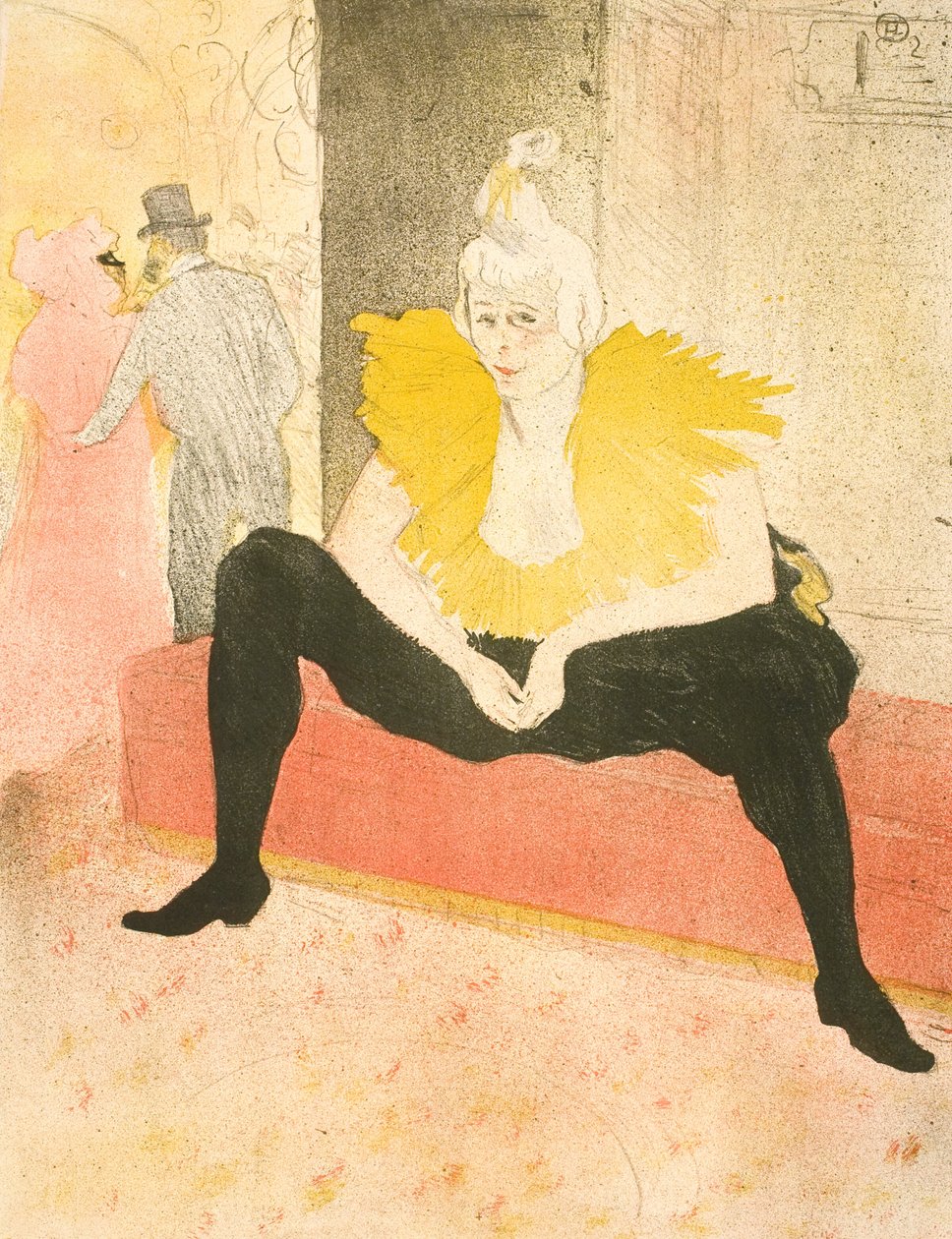 Den sittande clownen, fröken Cha-U-Kao av Henri de Toulouse-Lautrec